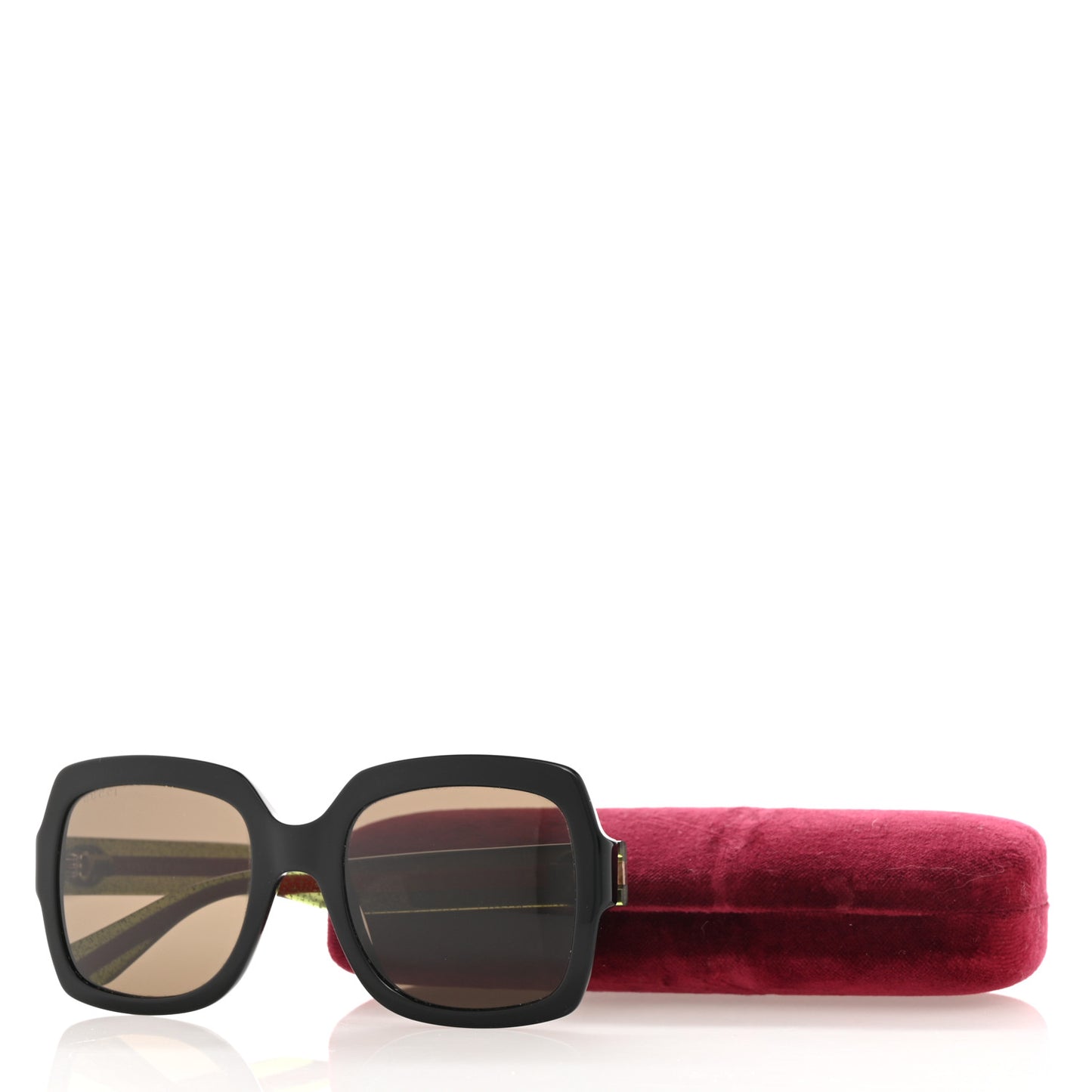 Acetate Square Frame Web Glitter Sunglasses GG0036S Black Green