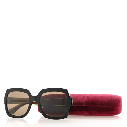Gucci Acetate Square Frame Web Glitter Sunglasses GG0036S Black Green 10 of 10