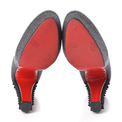 Christian Louboutin Flannel Veau Velours Taclou 120 Pumps 38 Grey 7 of 7
