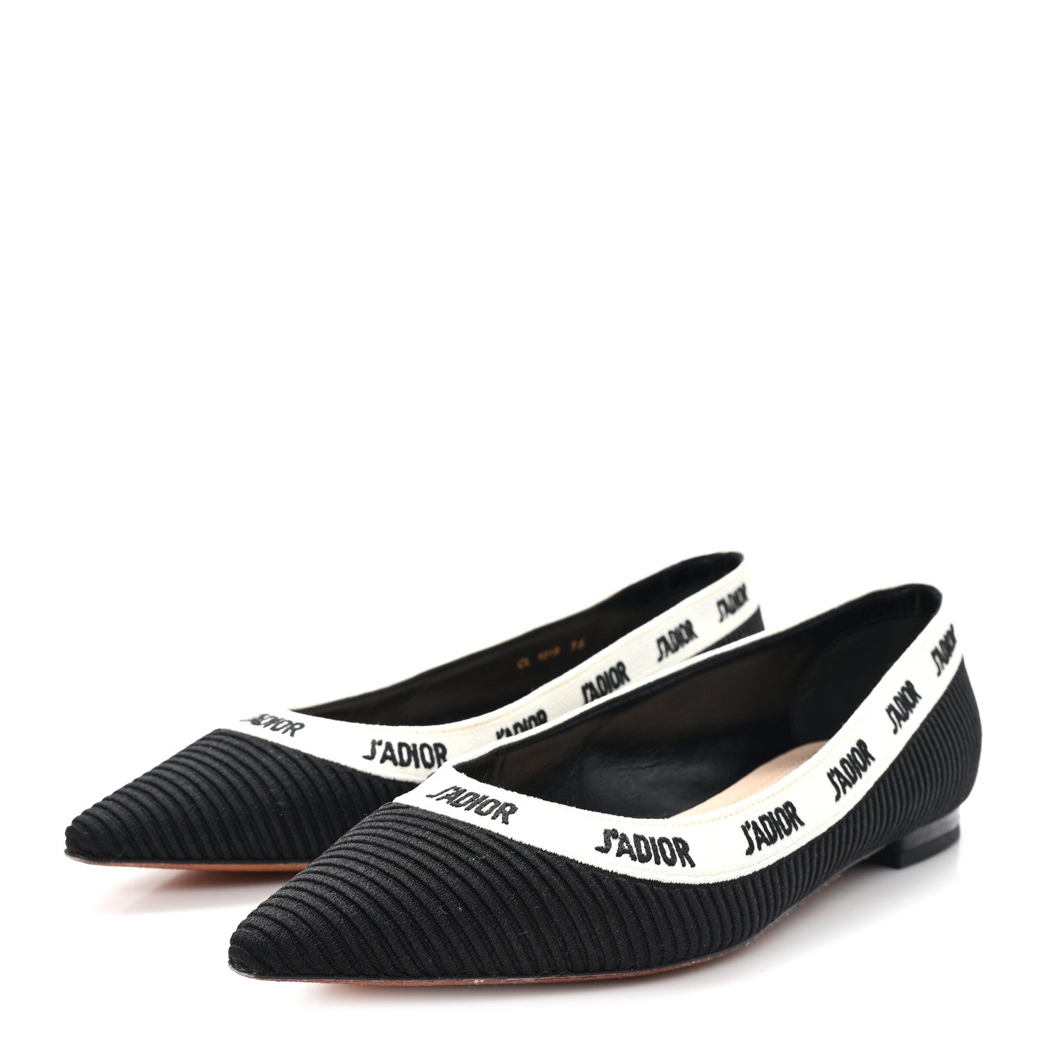 Christian Dior Fabric Ribbon Embroidered J'Adior Ballet Flats 36 Black 4 of 10