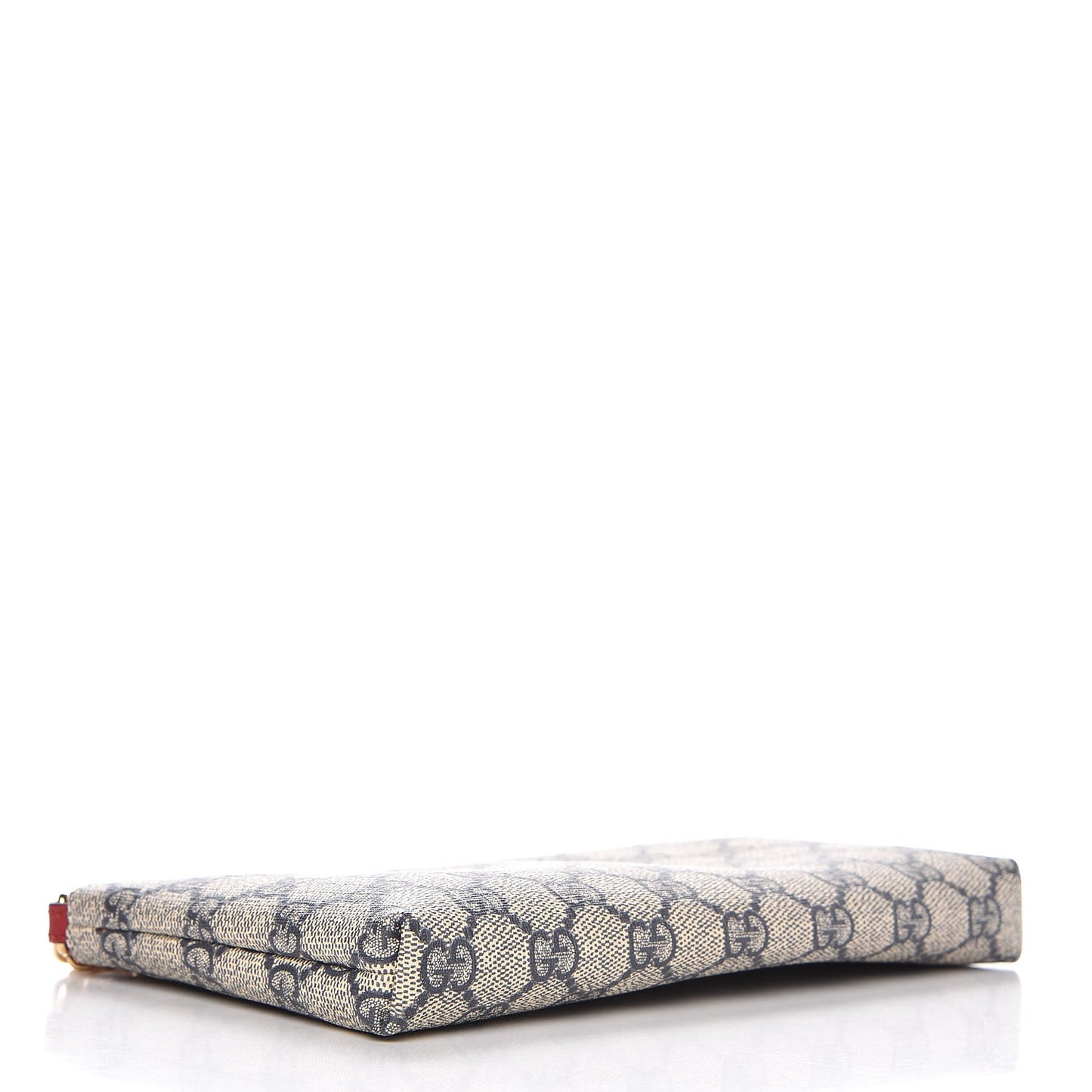 GG Supreme Monogram Wrist Wallet Beige Hibiscus Red