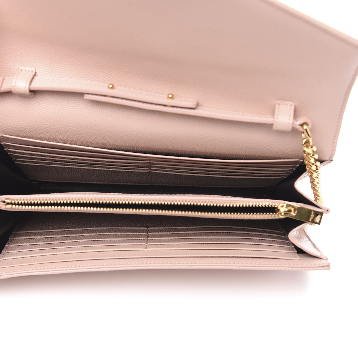 Grain De Poudre Matelasse Chevron Monogram Chain Wallet Pale Blush