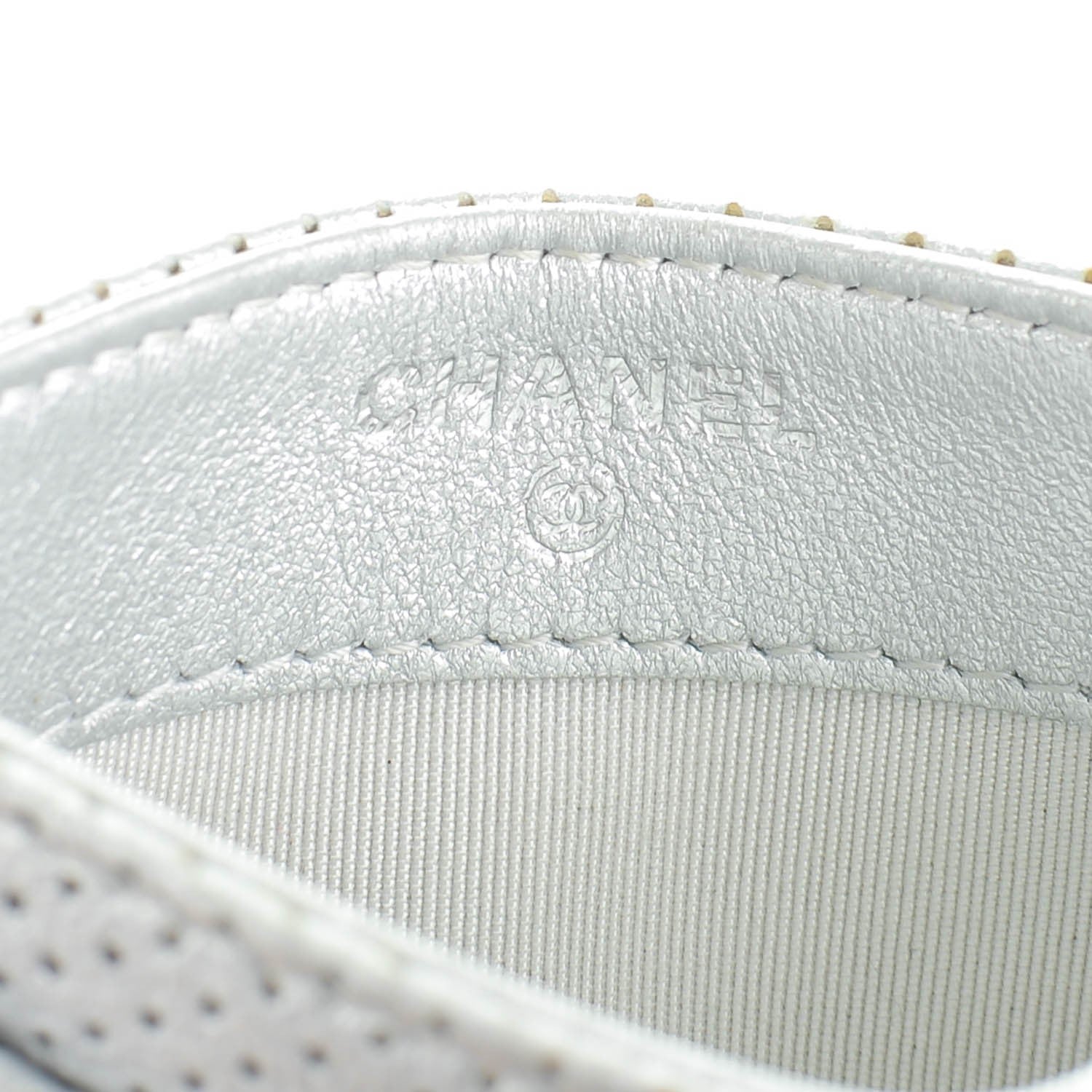 Chanel Perforated Lambskin Quilted Card Holder Light Silver 7 of 8