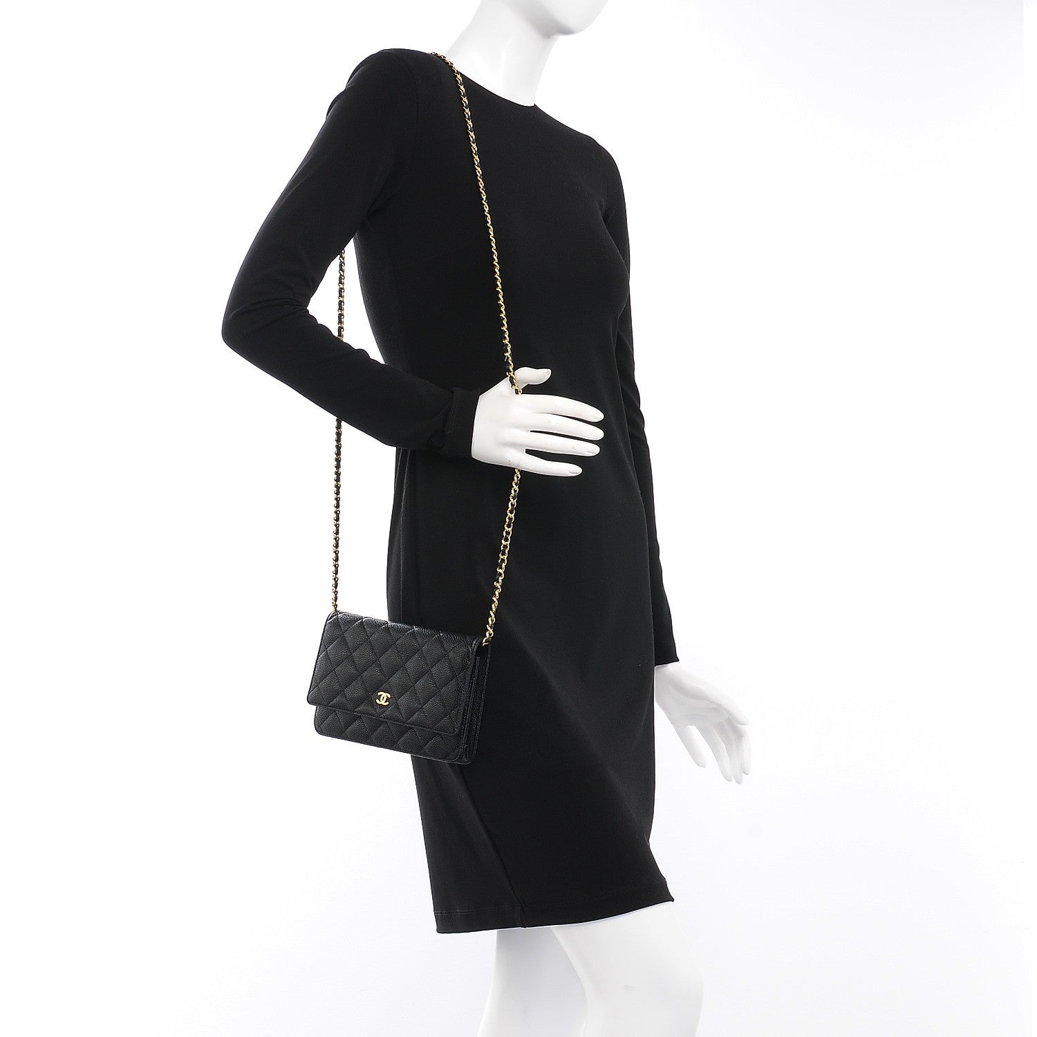 Chanel Caviar Quilted Wallet On Chain WOC Black 2 of 10