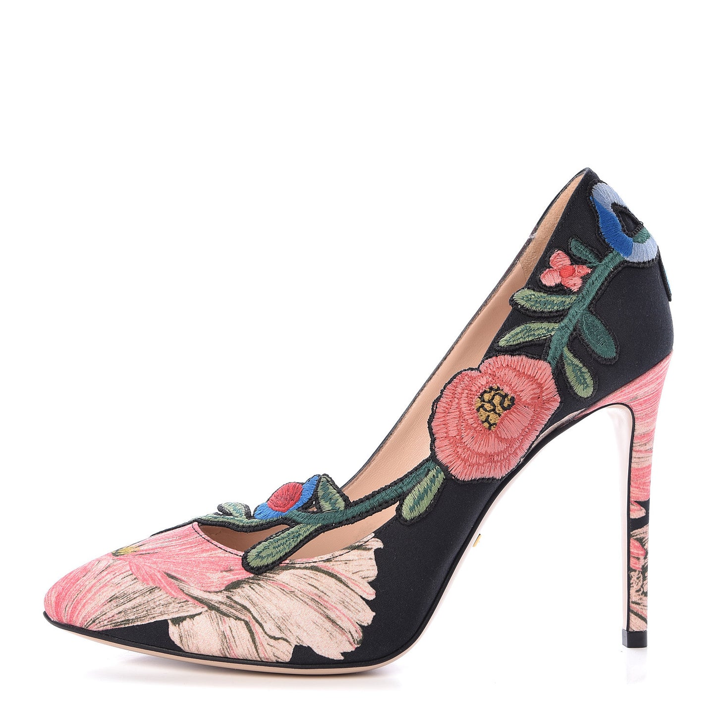 Canvas Flora Print Ophelia High Heel Pumps 38 Black Pink