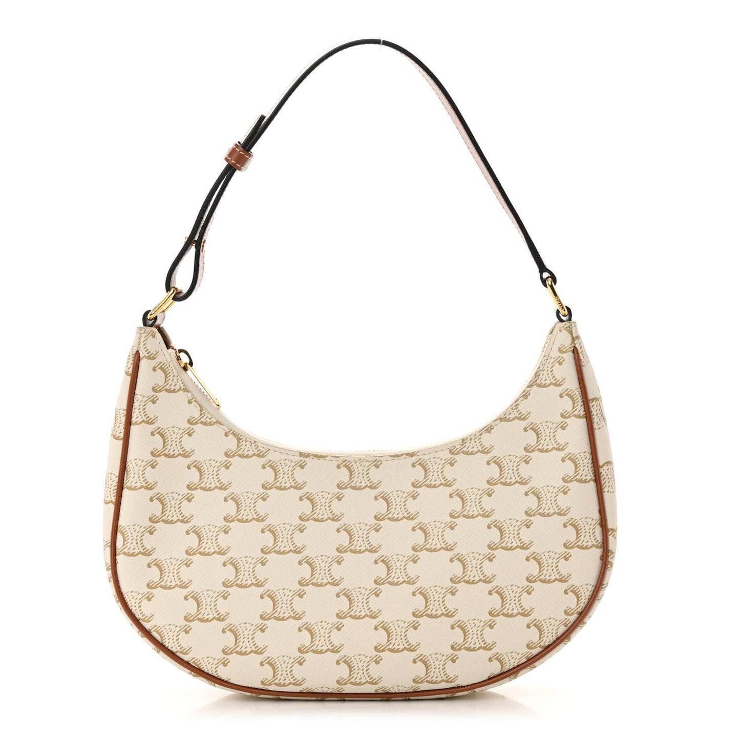 Canvas Calfskin Ava Triomphe Shoulder Bag White