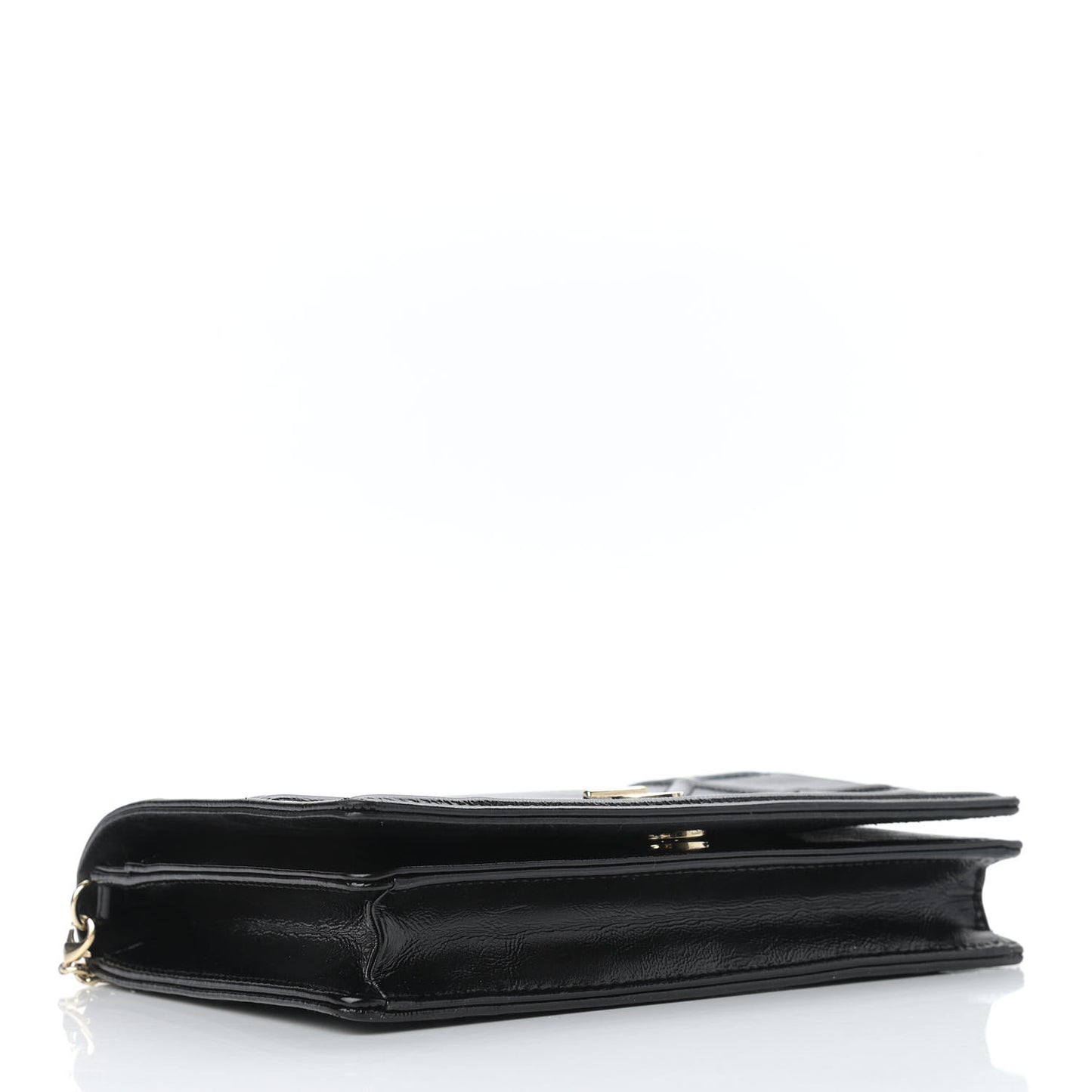Crinkled Calfskin Diorama Wallet on Chain Pouch Black
