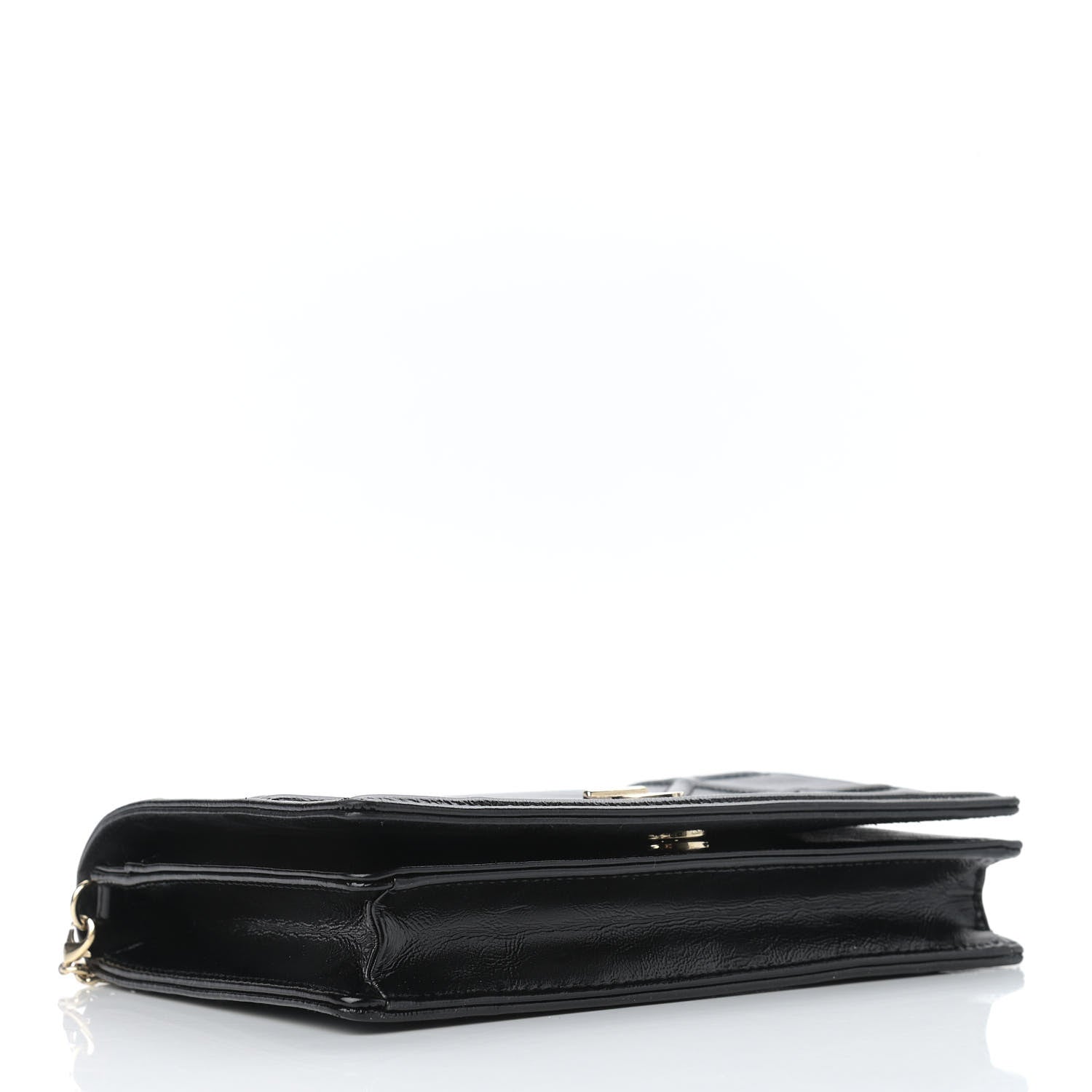 Christian Dior Crinkled Calfskin Diorama Wallet on Chain Pouch Black 3 of 11
