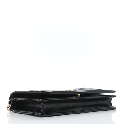 Christian Dior Crinkled Calfskin Diorama Wallet on Chain Pouch Black 3 of 11