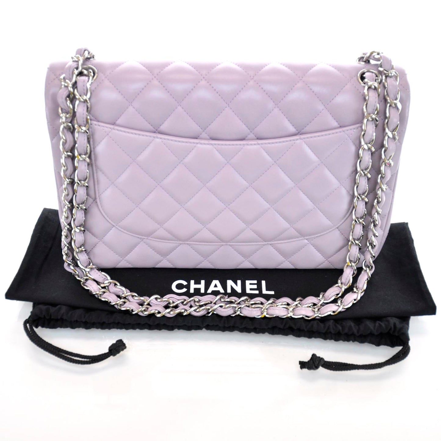 Lambskin Quilted Jumbo Double Flap Lilac