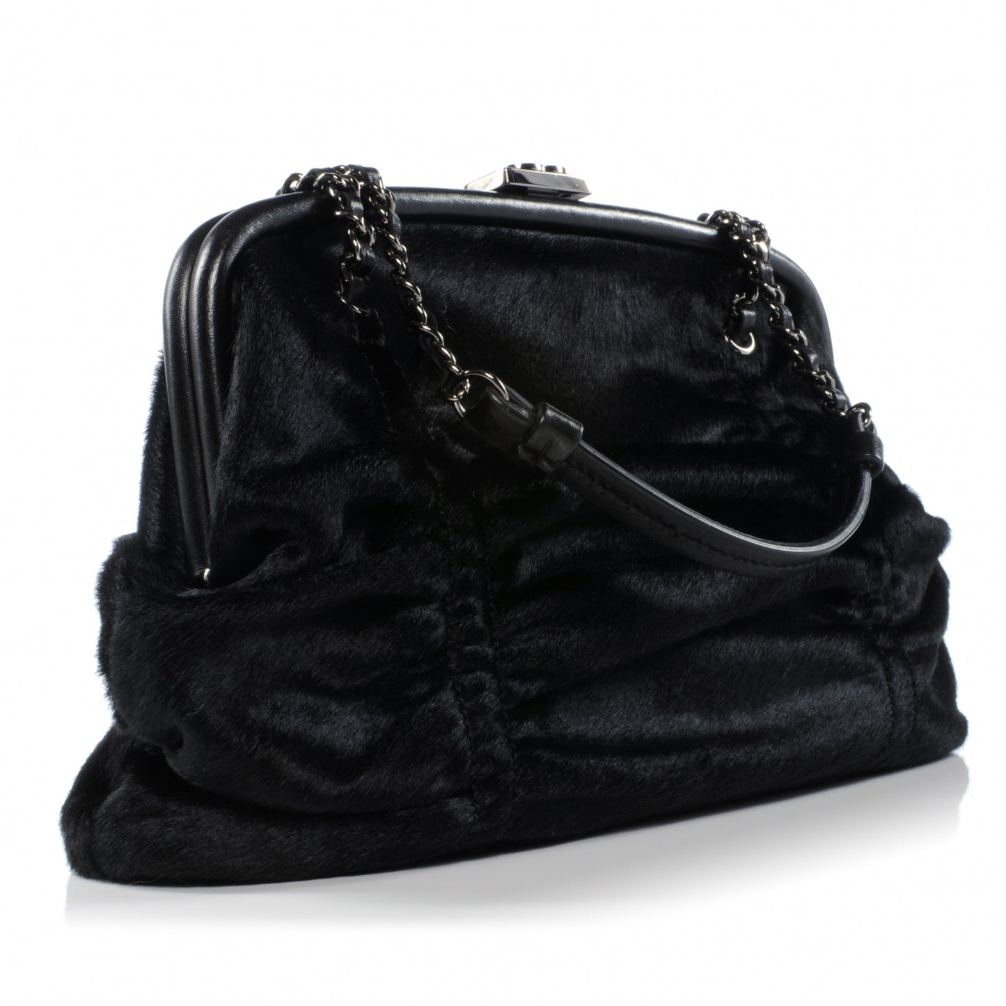 Pony Hair Small Sharpei Frame Tote Black