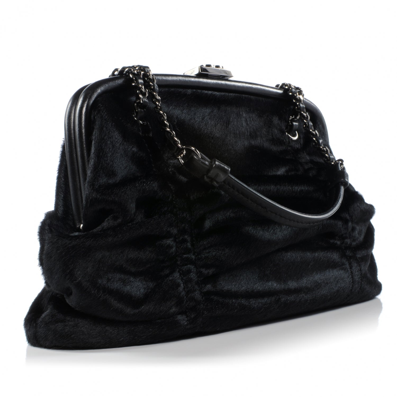 Chanel Pony Hair Small Sharpei Frame Tote Black 3 of 8