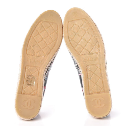Chanel Lambskin Grosgrain Printed Espadrilles 38 Multicolor Black 5 of 9