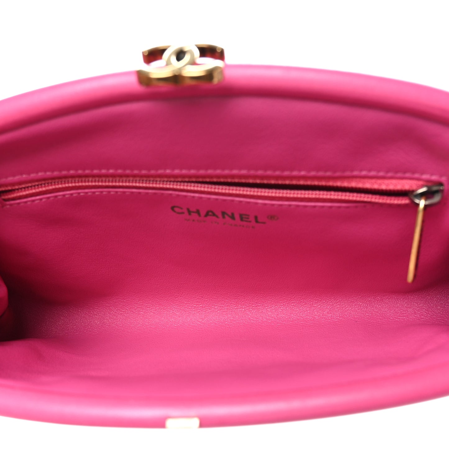 Lambskin Chevron Quilted Timeless Clutch Dark Pink