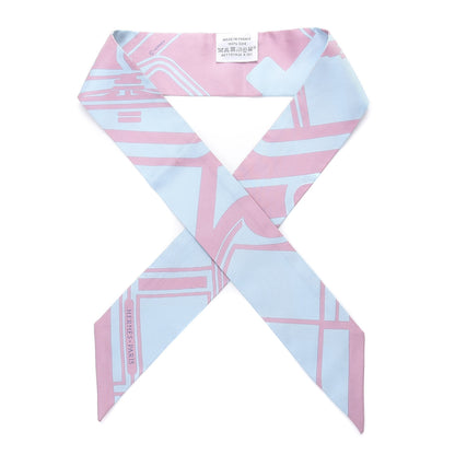 Hermes Silk Les Coupes Tattoo Twilly Ciel Vieux Rose 1 of 4