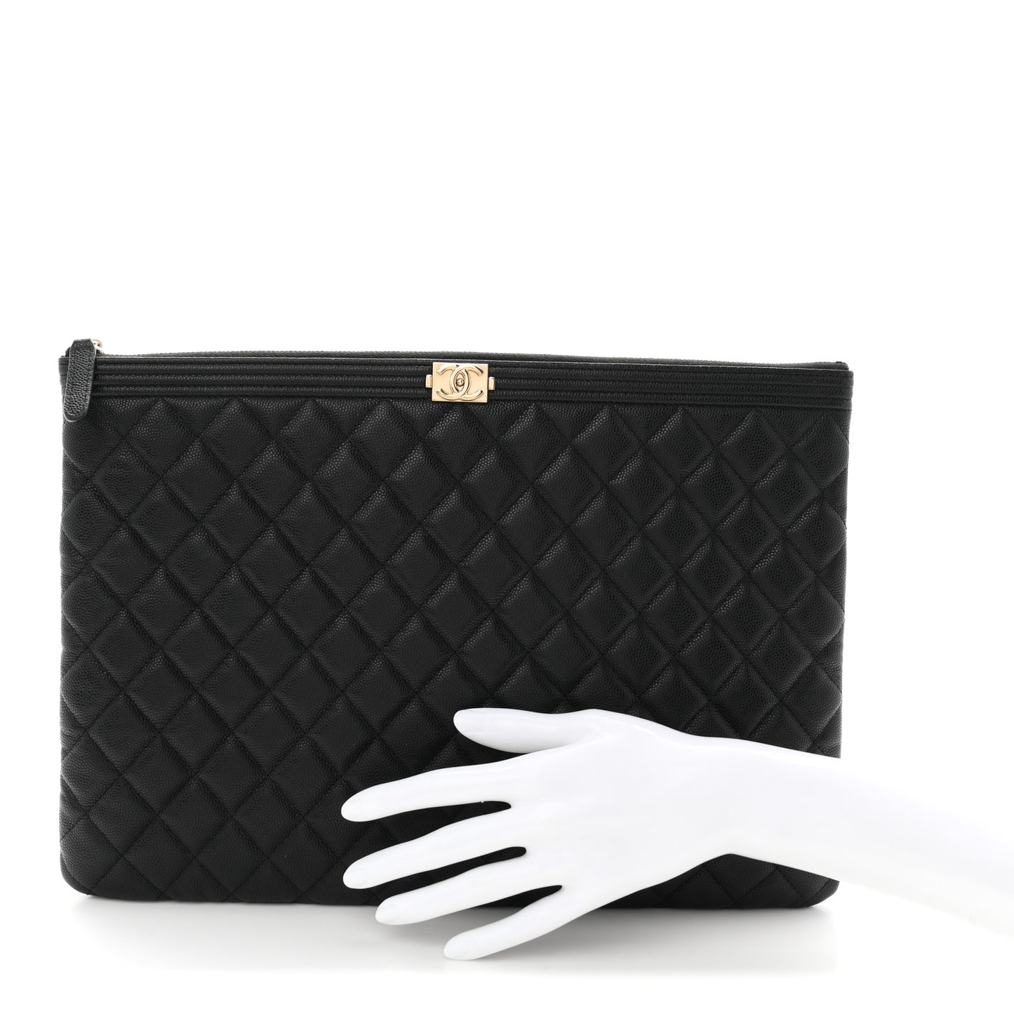 Caviar Quilted Large Boy Cosmetic Case Black Black