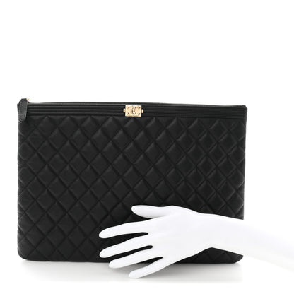 Chanel Caviar Quilted Large Boy Cosmetic Case Black Black 2 of 7