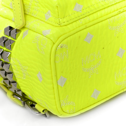 MCM Visetos Side Stud X-Mini Stark Bebe Boo Backpack Neon Yellow 8 of 10