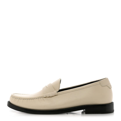 Saint Laurent Calfskin Penny Loafers 36.5 Pearl 1 of 9