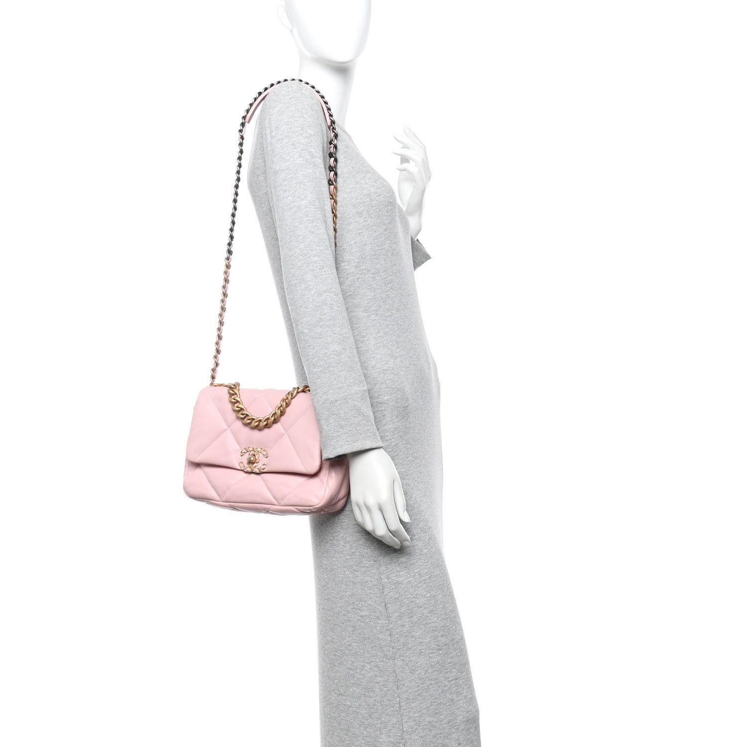 Chanel Lambskin Quilted Medium Chanel 19 Flap Light Pink 2 of 14