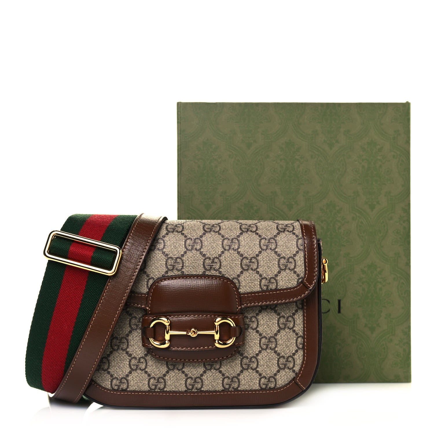 Gucci GG Supreme Monogram Web Mini Horsebit 1955 Shoulder Bag Beige Brown Sugar 14 of 14