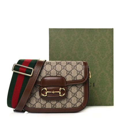 Gucci GG Supreme Monogram Web Mini Horsebit 1955 Shoulder Bag Beige Brown Sugar 14 of 14