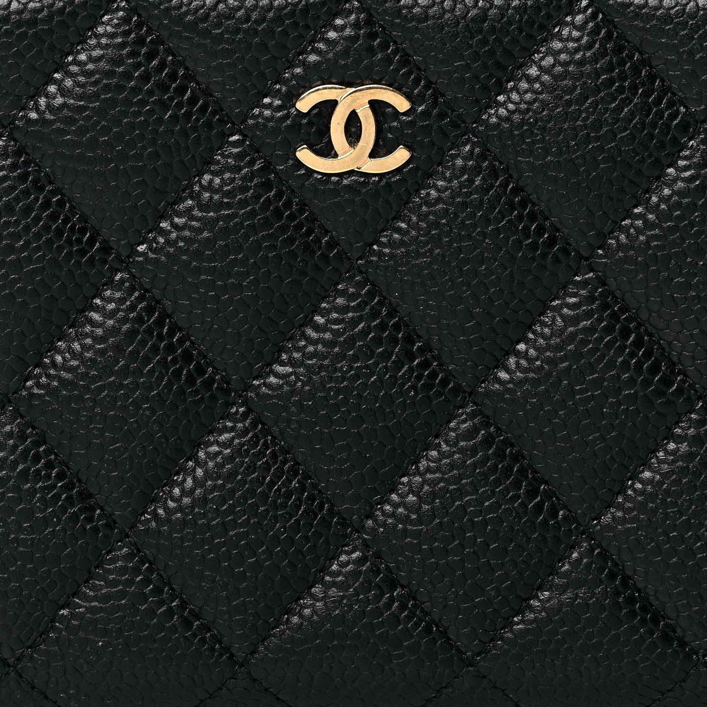 Caviar Quilted Large Gusset Zip Around Wallet Black