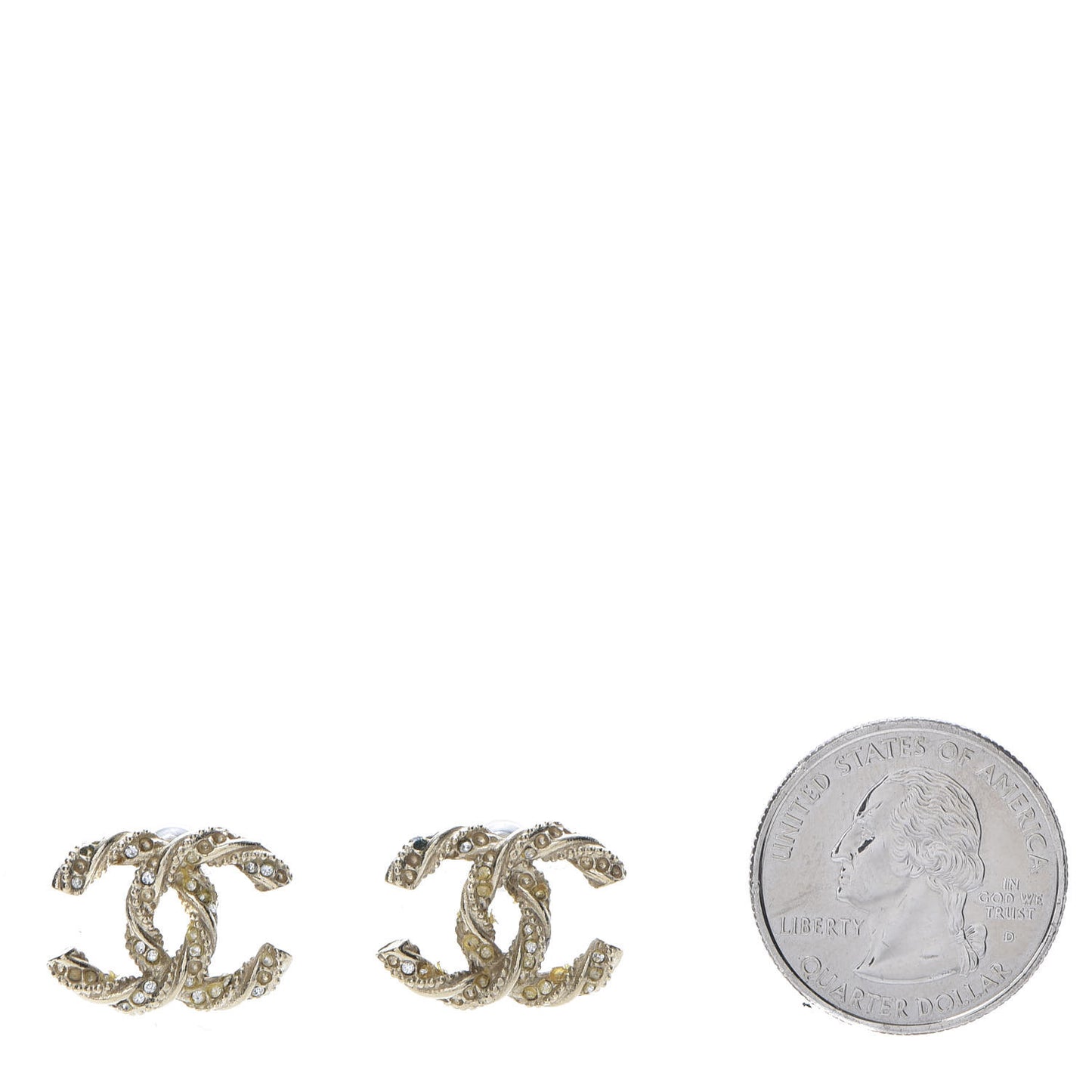 Crystal Twisted CC Earrings Gold