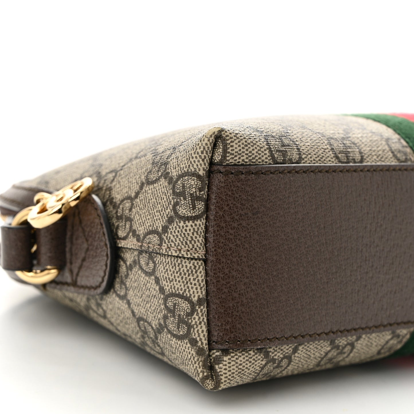 GG Supreme Monogram Textured Dollar Calfskin Web Small Ophidia Dome Shoulder Bag Beige Ebony New Acero