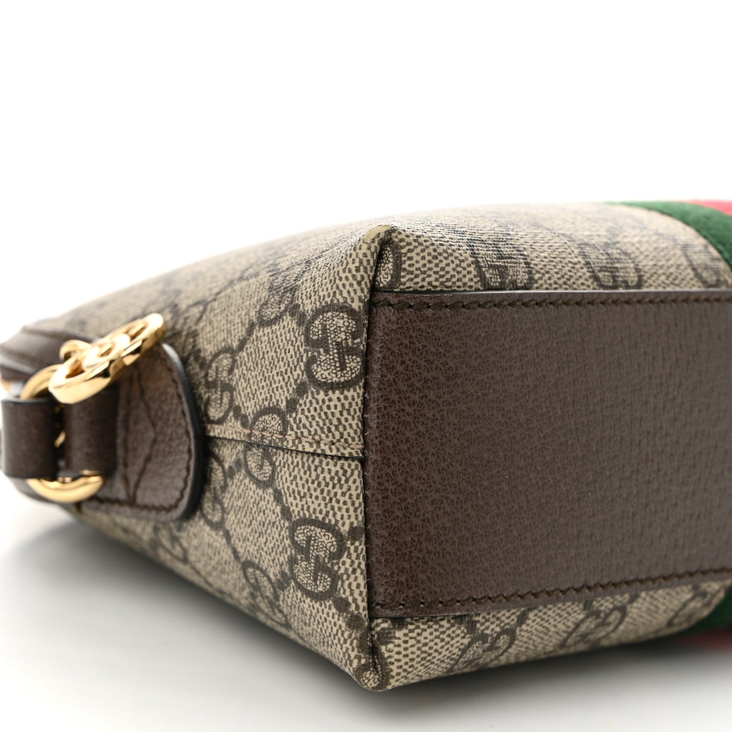 Gucci GG Supreme Monogram Textured Dollar Calfskin Web Small Ophidia Dome Shoulder Bag Beige Ebony New Acero 9 of 12