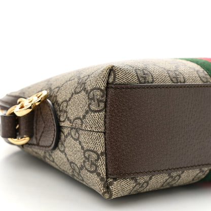 Gucci GG Supreme Monogram Textured Dollar Calfskin Web Small Ophidia Dome Shoulder Bag Beige Ebony New Acero 9 of 12