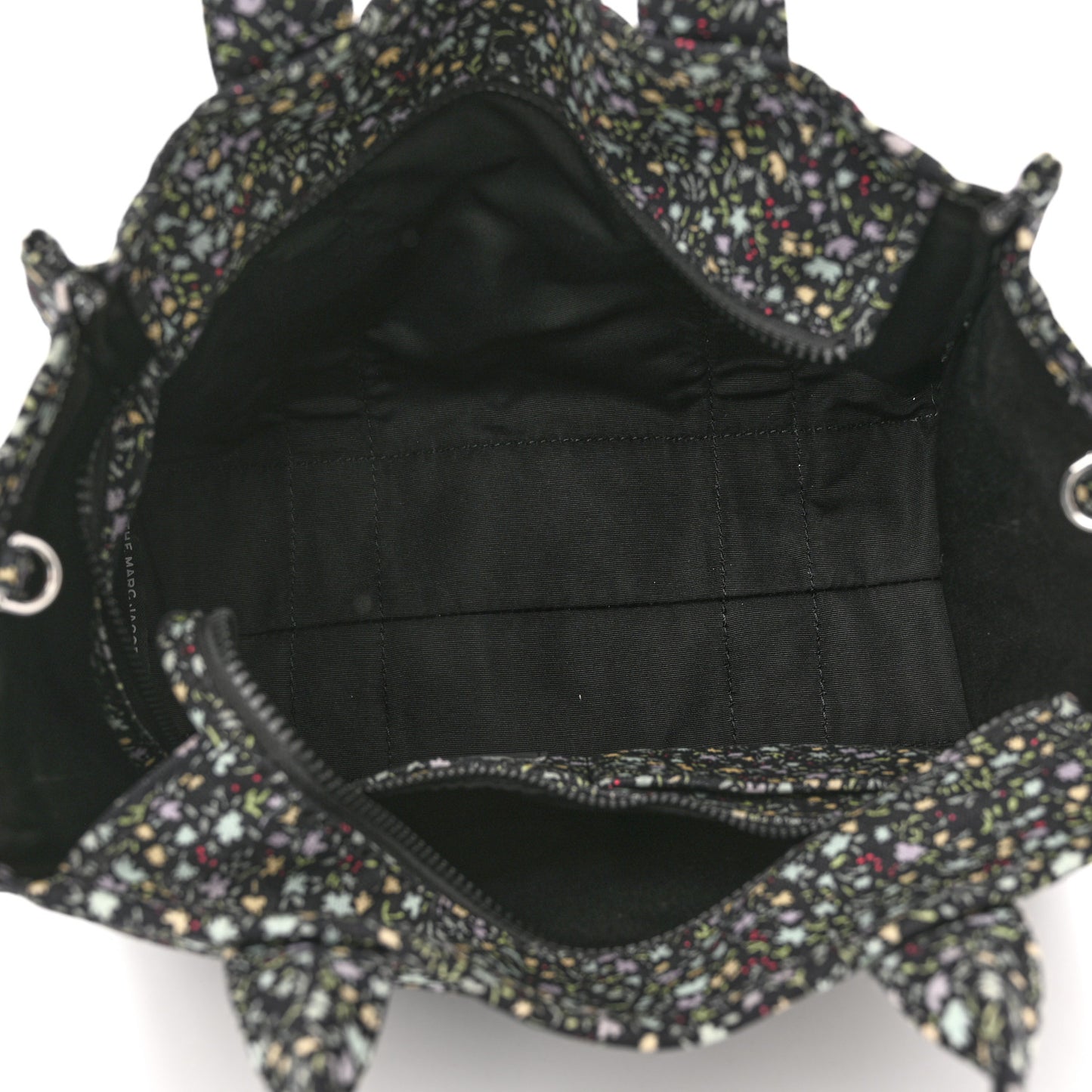 Cotton Canvas Floral Print Medium The Traveler Tote Bag Black