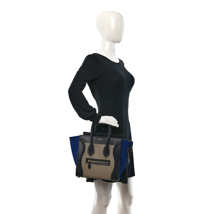Celine Elephant Calfskin Suede Micro Tri-Color Luggage Sand 2 of 10