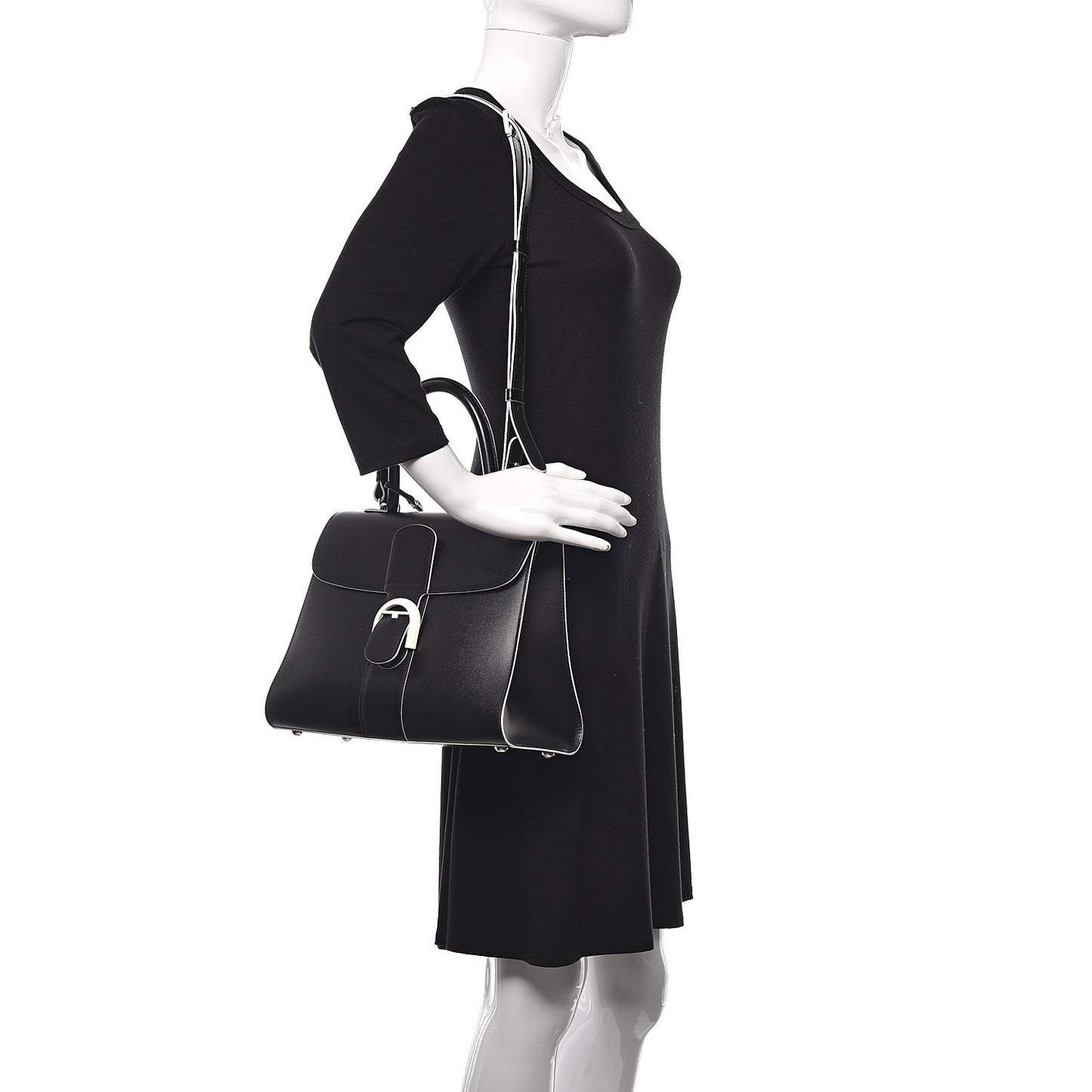 Box Calfskin Ribbons Dans Les Nuages MM Brillant Satchel Black