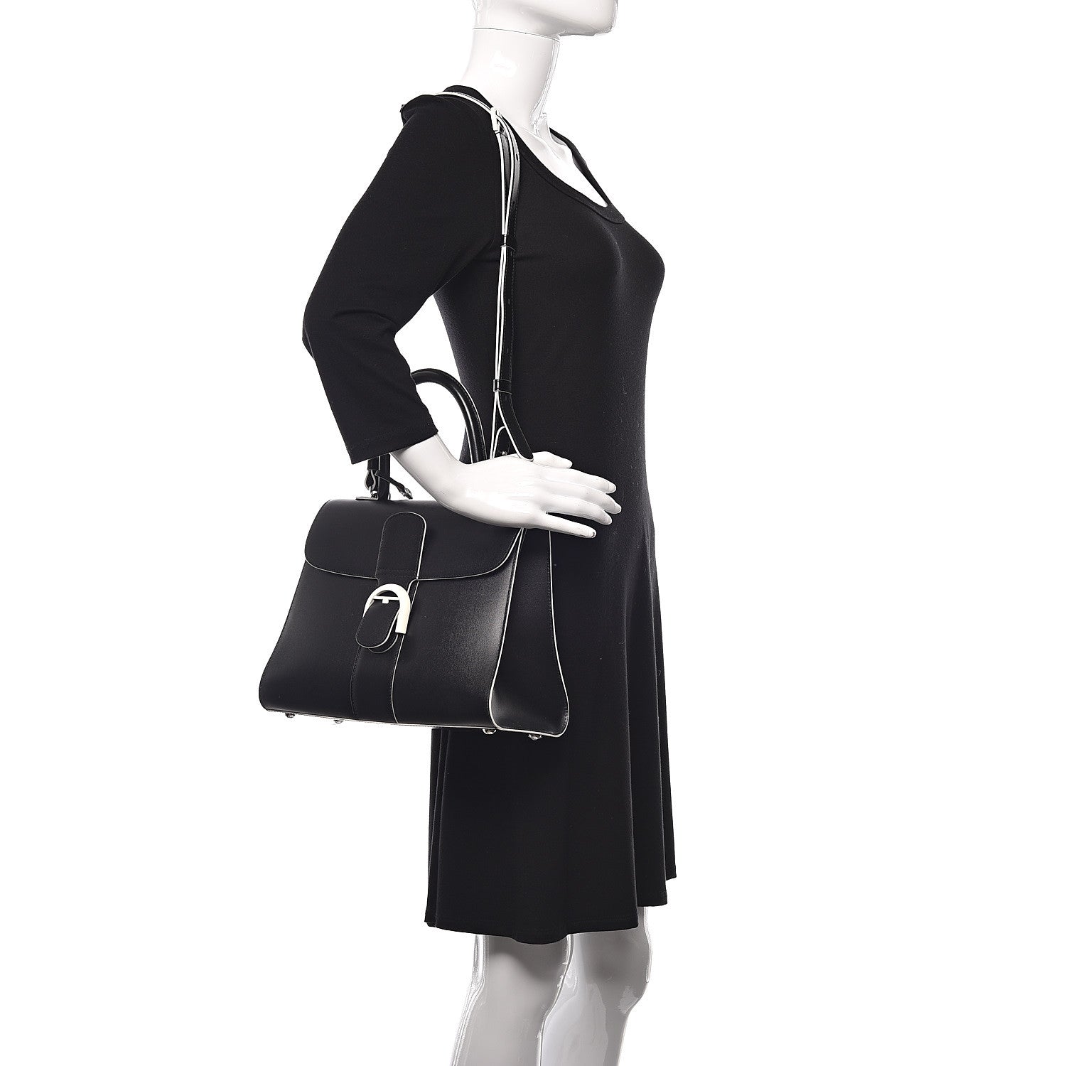 Delvaux Box Calfskin Ribbons Dans Les Nuages MM Brillant Satchel Black 2 of 10