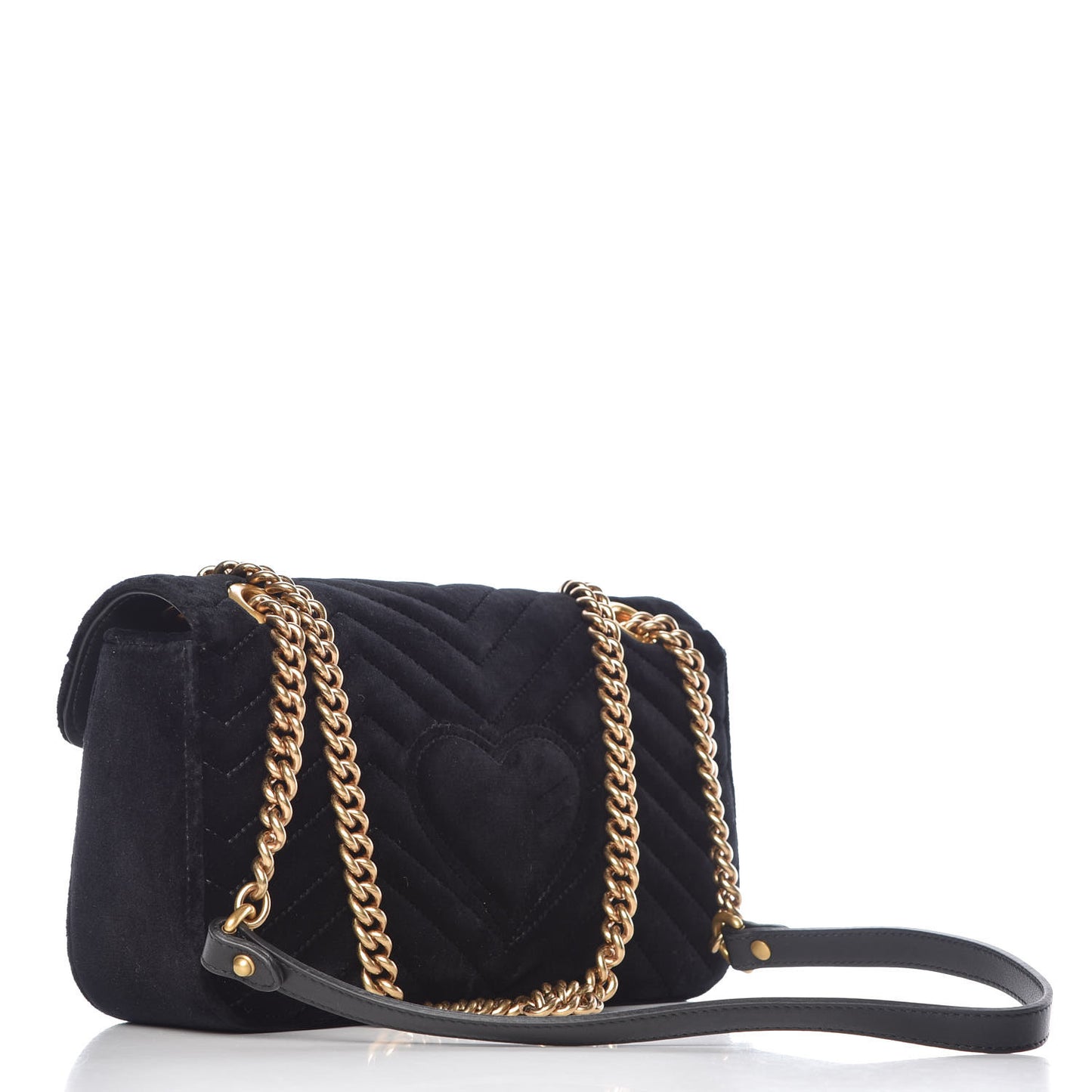 Velvet Matelasse Marquise Crystals Embroidered Small GG Marmont Shoulder Bag Black