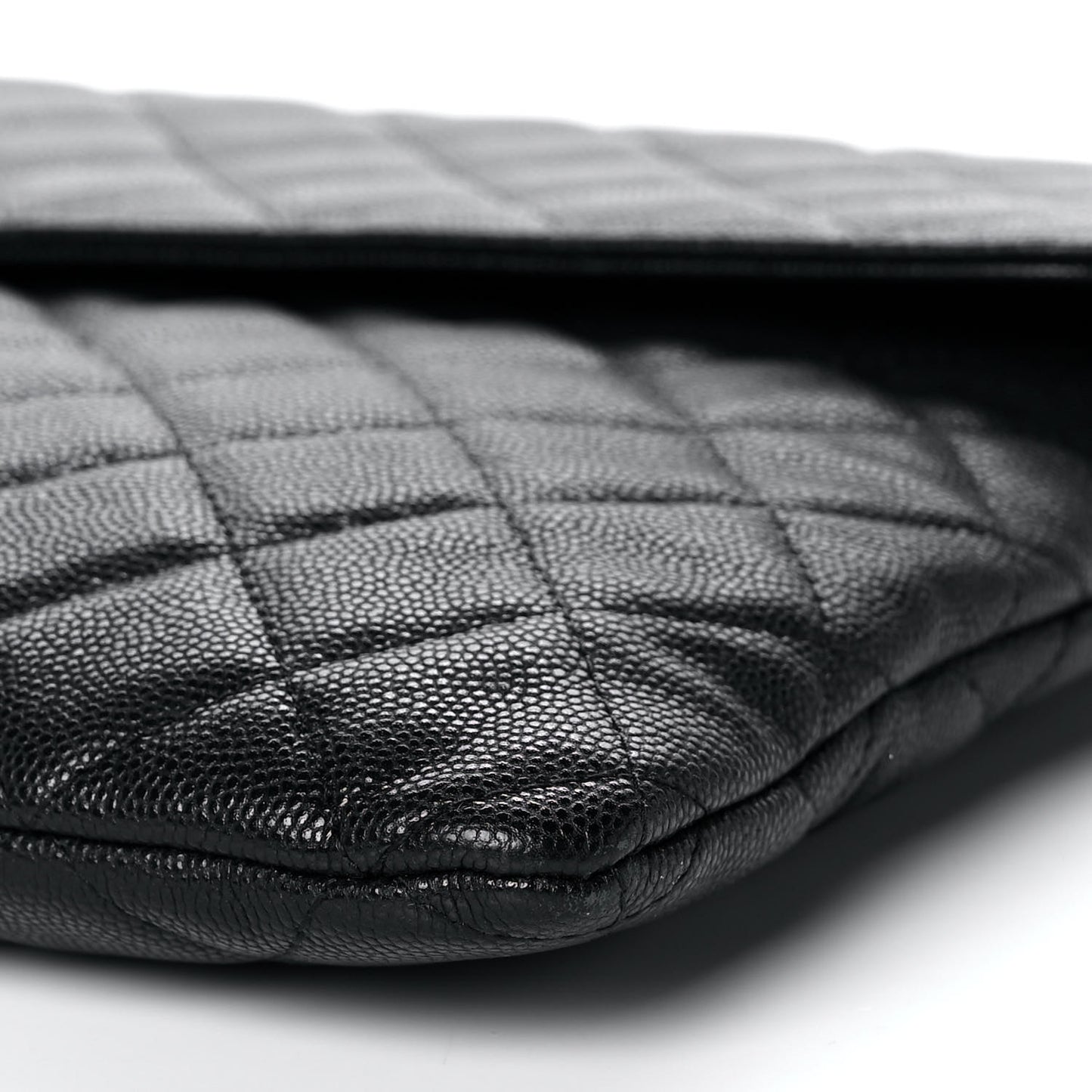Caviar Quilted Large Golden Class Pouch Black