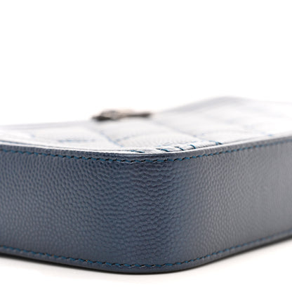 Chanel Metallic Caviar Quilted Small Boy Clutch With Chain Navy 11 of 13