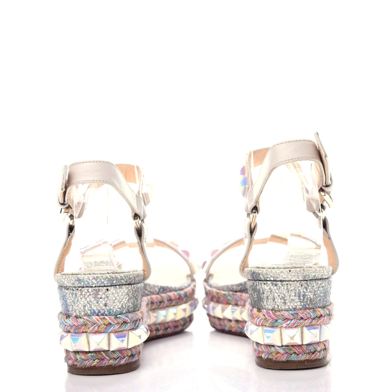 Christian Louboutin Glitter Luminor Cataclou 60 Platform Sandals 37 Navy Dark Gun 7 of 9