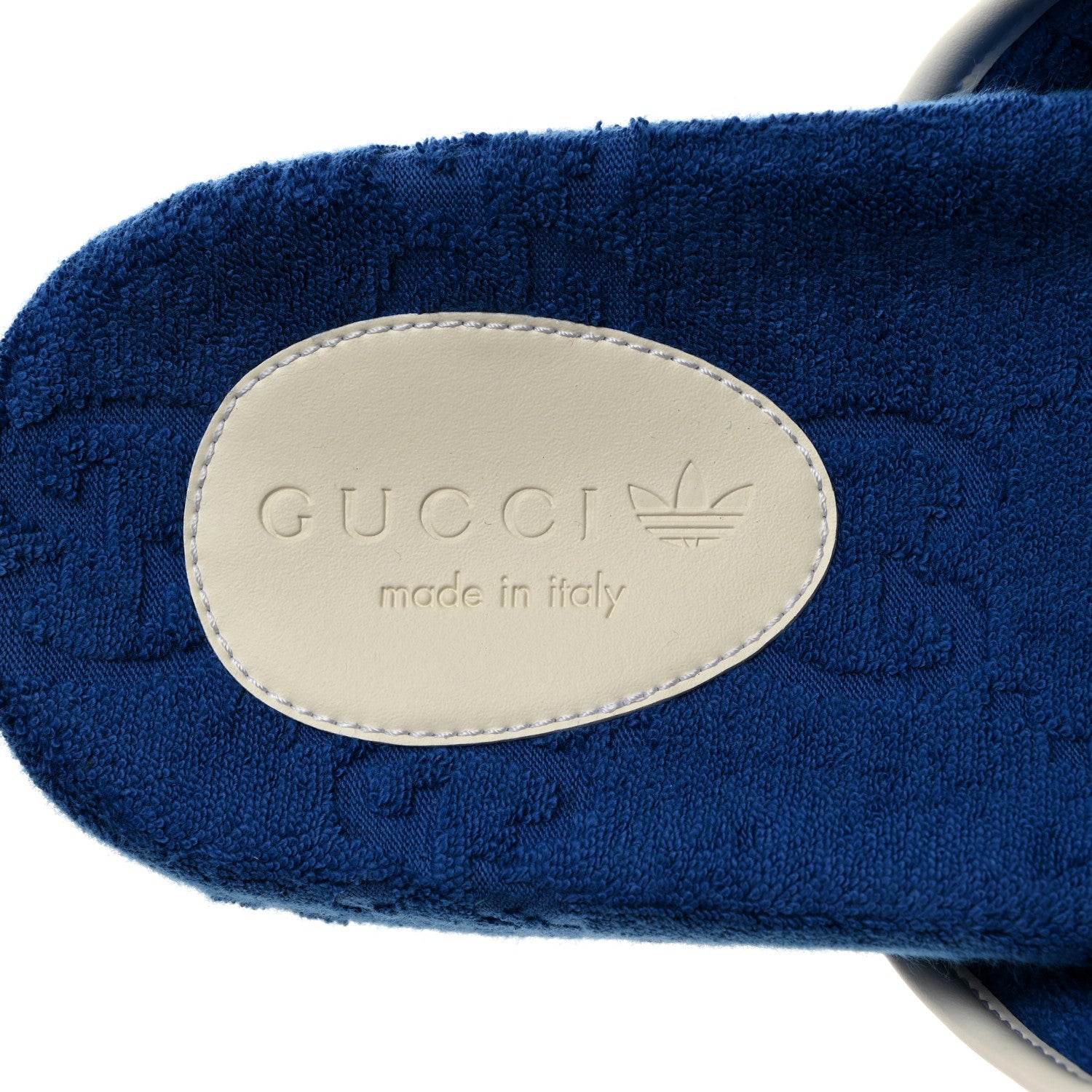 Gucci X ADIDAS Terry Cloth GG Monogram Mens Platform Sandals 9 Oriental Blue Mystic White 6 of 8