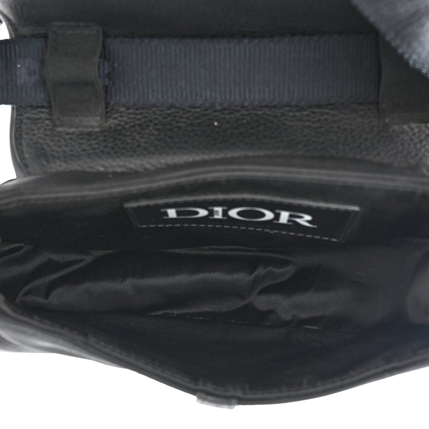 Christian Dior X SACAI Grained Calfskin Technical Fabric Mens Saddle Bag Black 5 of 10