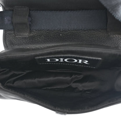 Christian Dior X SACAI Grained Calfskin Technical Fabric Mens Saddle Bag Black 5 of 10