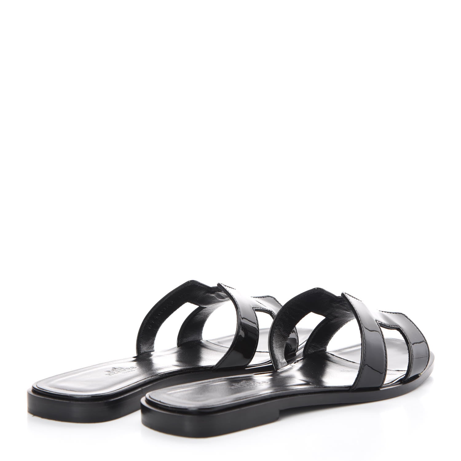 Hermes Patent Oran Sandals 37.5 Black 4 of 12