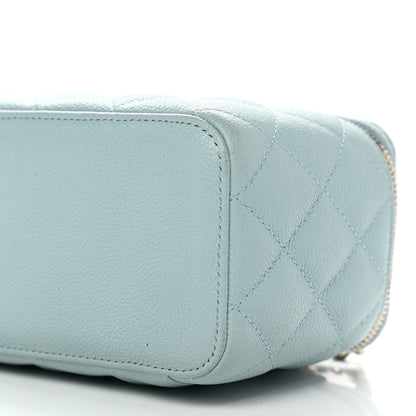 Chanel Caviar Quilted Small Tiny CC Vanity Case With Chain Light Blue 10 of 12