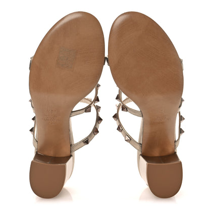 Valentino Garavani Metallic Nappa Rockstud 60mm Caged Slide Sandals 36.5 Skin 7 of 15