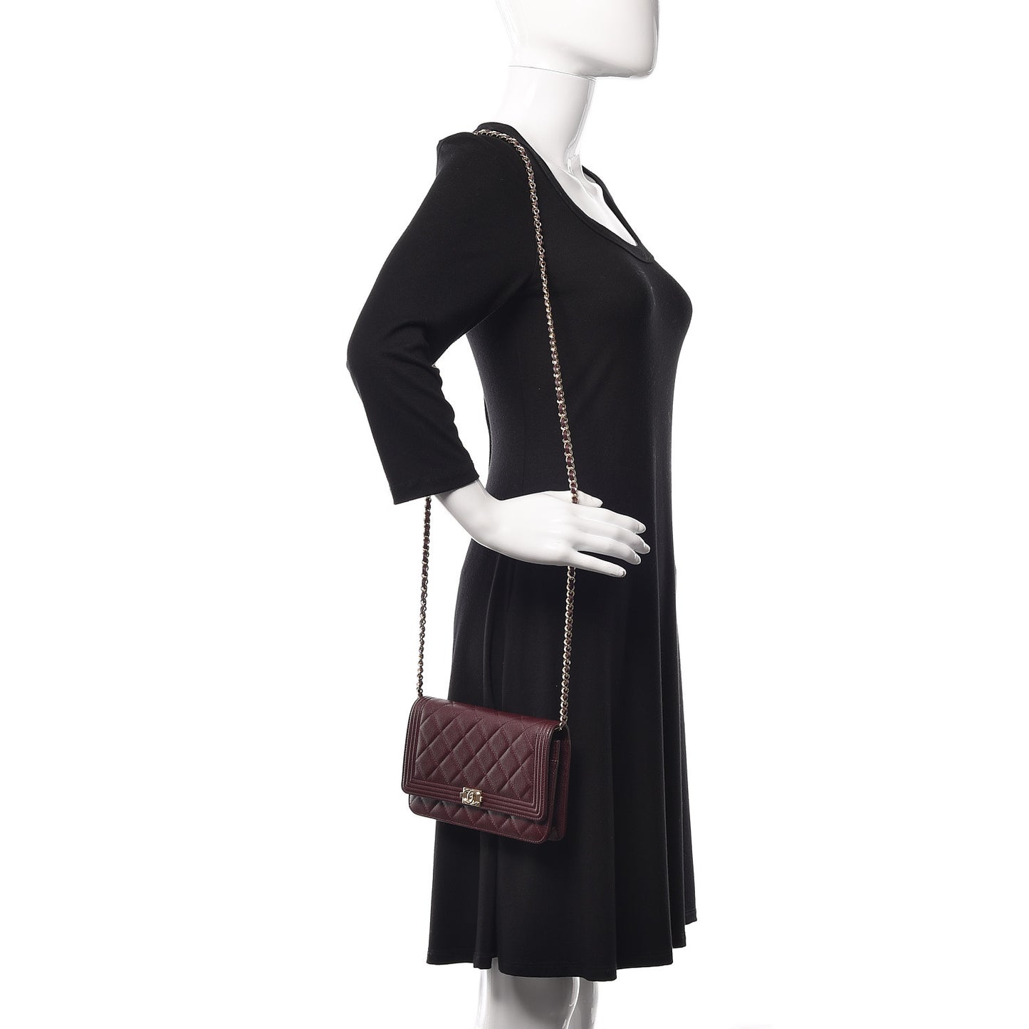 Caviar Quilted Boy Wallet On Chain WOC Dark Purple