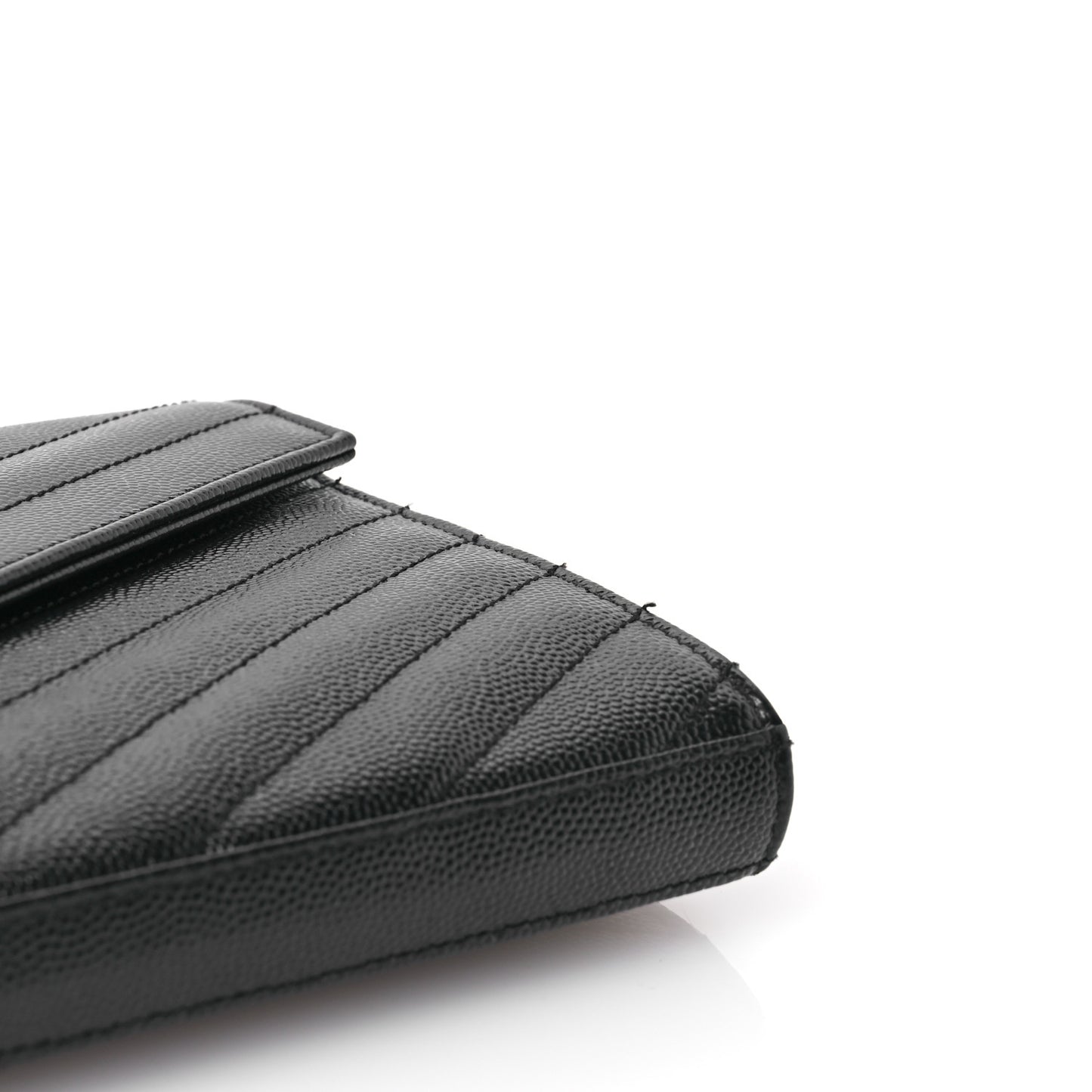 Grain De Poudre Matelasse Chevron Monogram Chain Wallet Black