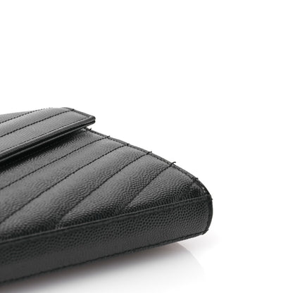 Saint Laurent Grain De Poudre Matelasse Chevron Monogram Chain Wallet Black 11 of 15