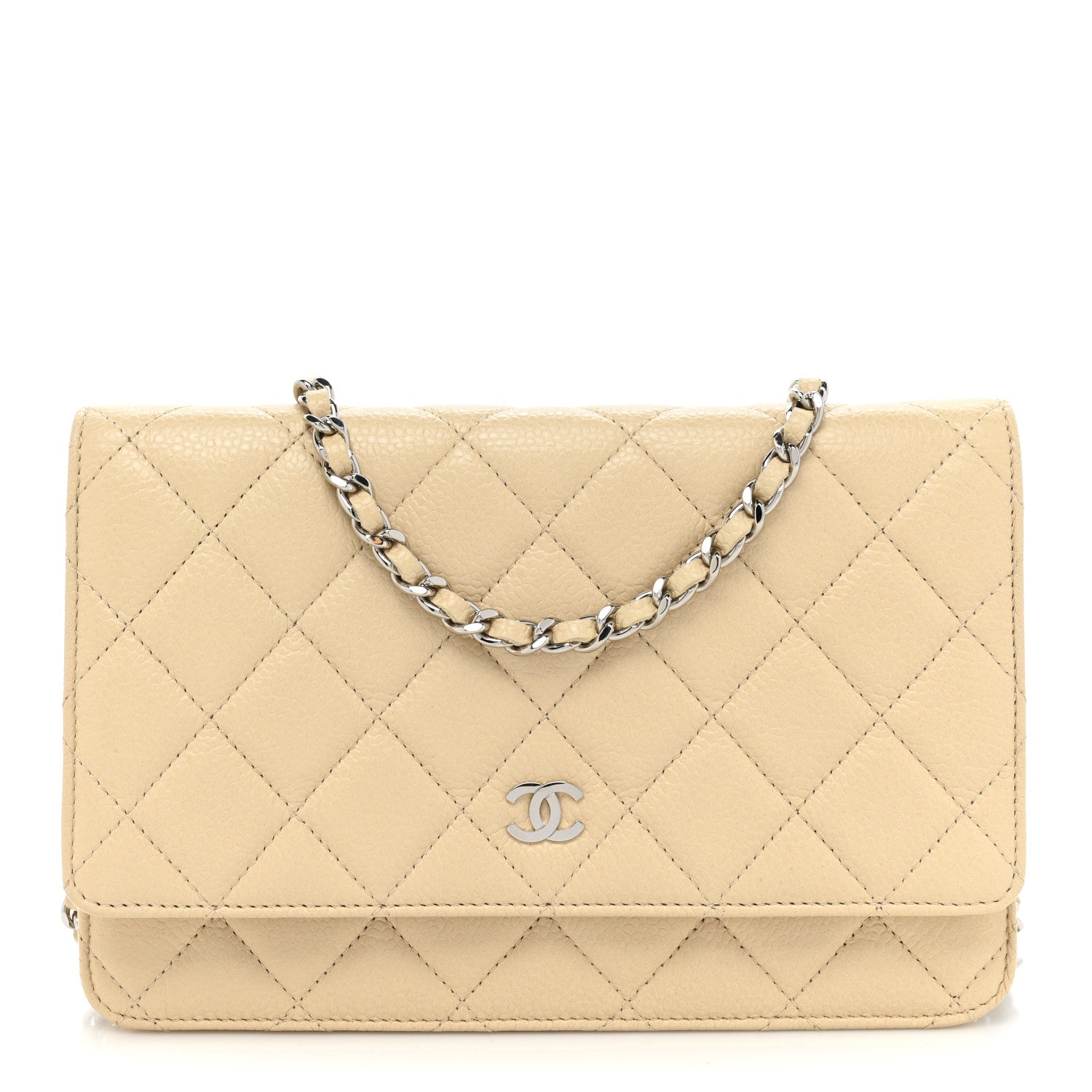 Chanel Caviar Quilted Wallet On Chain WOC Beige 1 of 17