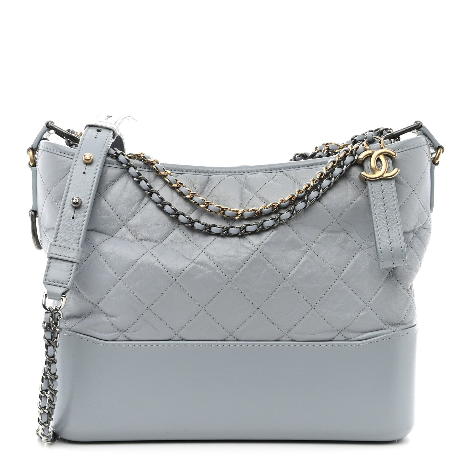 Chanel Aged Calfskin Quilted Medium Gabrielle Hobo Light Blue 1 of 10